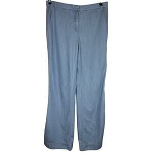 Diane von Furstenberg, Katara Mid-Rise Flowy Chambray Pants, Size 6